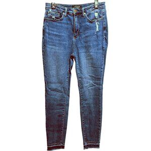 Judy Blue Womens High Rise Skinny Fit Jeans Sz 15/32 Distressed Womens Raw Hem